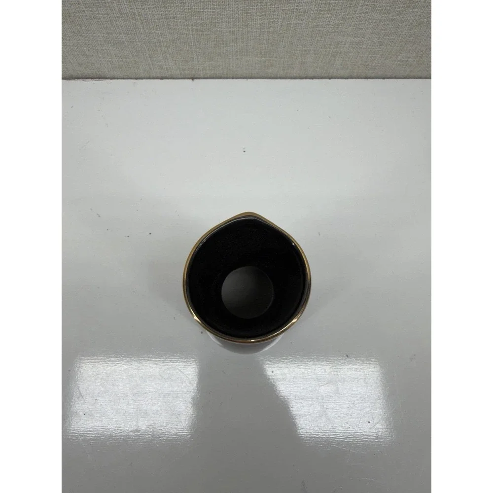 Vintage MCI Japan Black Vase Gold Grape Design‎ Mid Century Ceramic